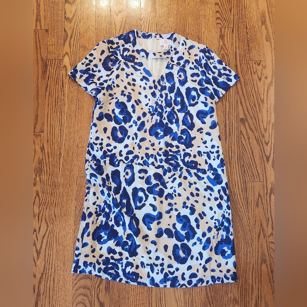 Julie Brown Blue and White Leopard Print Dress 4